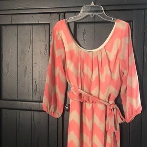 Pink and Cream Chevron Dress